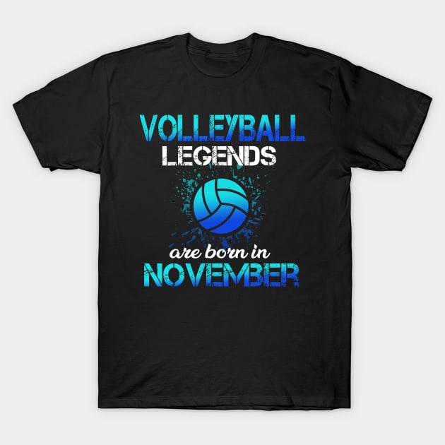 Volleyball Legend Are Born November Birthday Gift T-Shirt by TeeAnimals